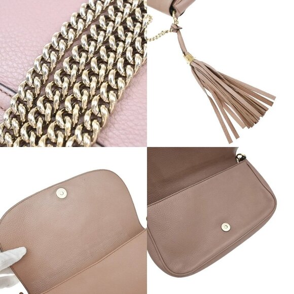 GUCCI GG Interlocking Chain Tassel Shoulder Hand Bag Leather Pink Gold 79EF745 - Picture 9 of 15